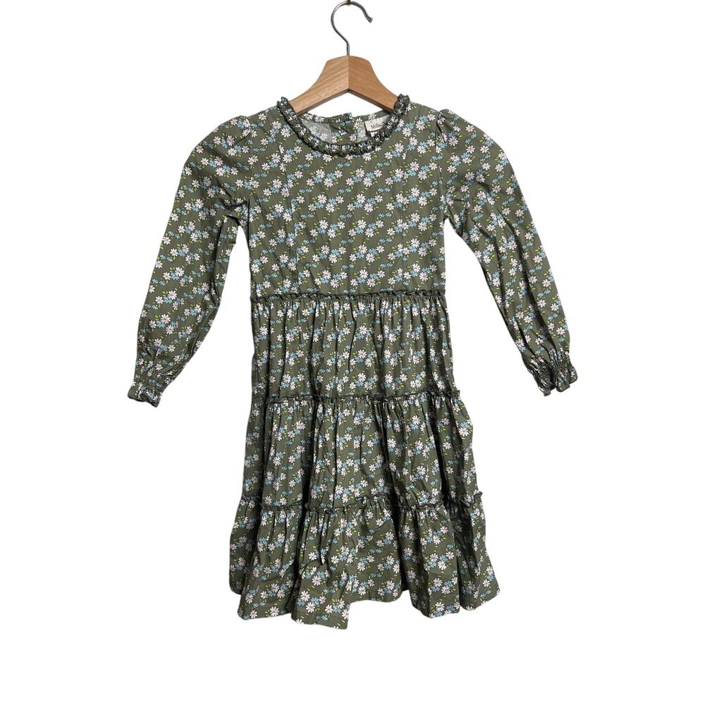 Matilda Jane Tiered Dress Secret Fields Olive Green Floral Girl Size 6